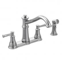 Moen 7255C - Belfield Traditional Two Handle High Arc Kitchen Faucet with Side Spray, Chrome