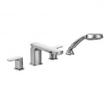 Moen T936 - Rizon 2-Handle Deck-Mount Roman Tub Faucet Trim Kit with Handshower in Chrome (Valve Sold Separate