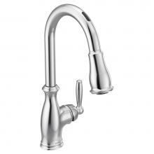 Moen 7185EVC - Brantford Smart Faucet Touchless Pull Down Sprayer Kitchen Faucet with Voice Control and Power Boo