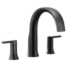 Moen TS983BL - Doux 2-Handle Deck Mount Roman Tub Faucet Trim Kit in Matte Black (Valve Sold Separately)