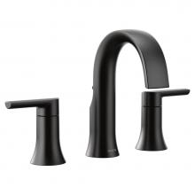Moen TS6925BL - Doux 8 in. Widespread 2-Handle Bathroom Faucet Trim Kit in Matte Black (Valve Sold Separately)