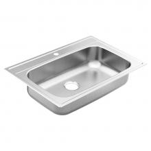 Moen GS181631BQ - 1800 Series 33-inch 18 Gauge Drop-in Single Bowl Stainless Steel Kitchen Sink, 7-inch Depth, Featu