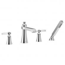 Moen TS928 - Flara 2-Handle Deck-Mount Roman Tub Faucet Trim Kit with Handshower and Lever Handles in Chrome (V