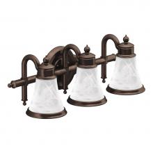 Moen YB9863ORB - Waterhill 3-Light Dual-Mount Bath Bathroom Vanity Fixture with Frosted Glass, Oil Rubbed Bronze