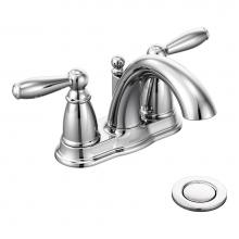 Moen 6610 - Brantford Two-Handle Low-Arc Centerset Bathroom Faucet with Drain Assembly, Chrome