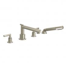 Moen TS93004BN - Arris Lever 2-Handle Deck-Mount Roman Tub Faucet Trim Kit with Handshower in Brushed Nickel (Valve