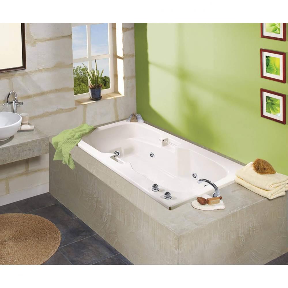 Lopez 6036 Acrylic Alcove End Drain Whirlpool Bathtub in White