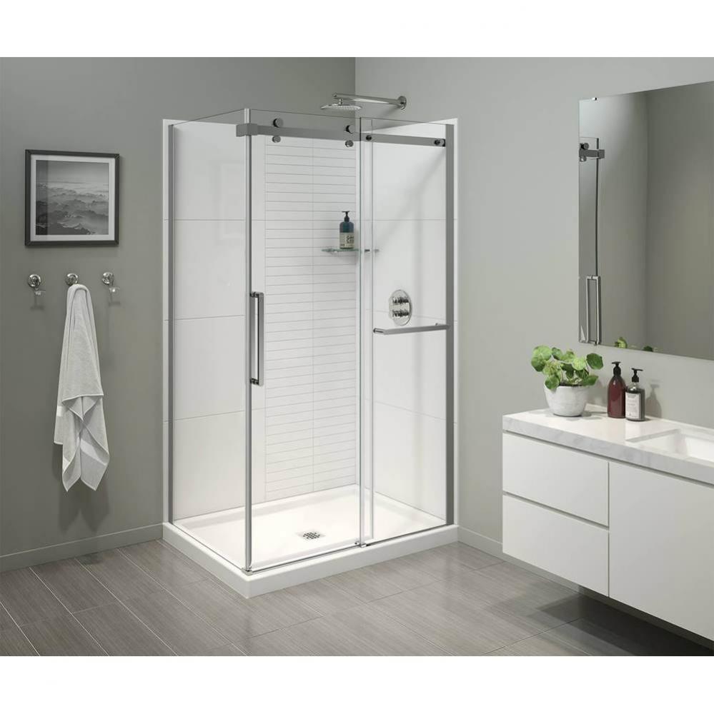 Halo Pro 48 x 32 x 78 3/4 in. 8mm Sliding Shower Door with Towel Bar for Corner Installation with