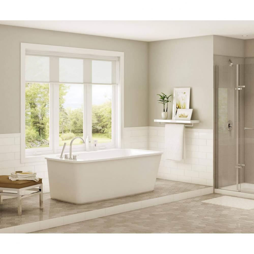 Lounge 64 x 34 Acrylic Freestanding End Drain Bathtub in White with White Skirt