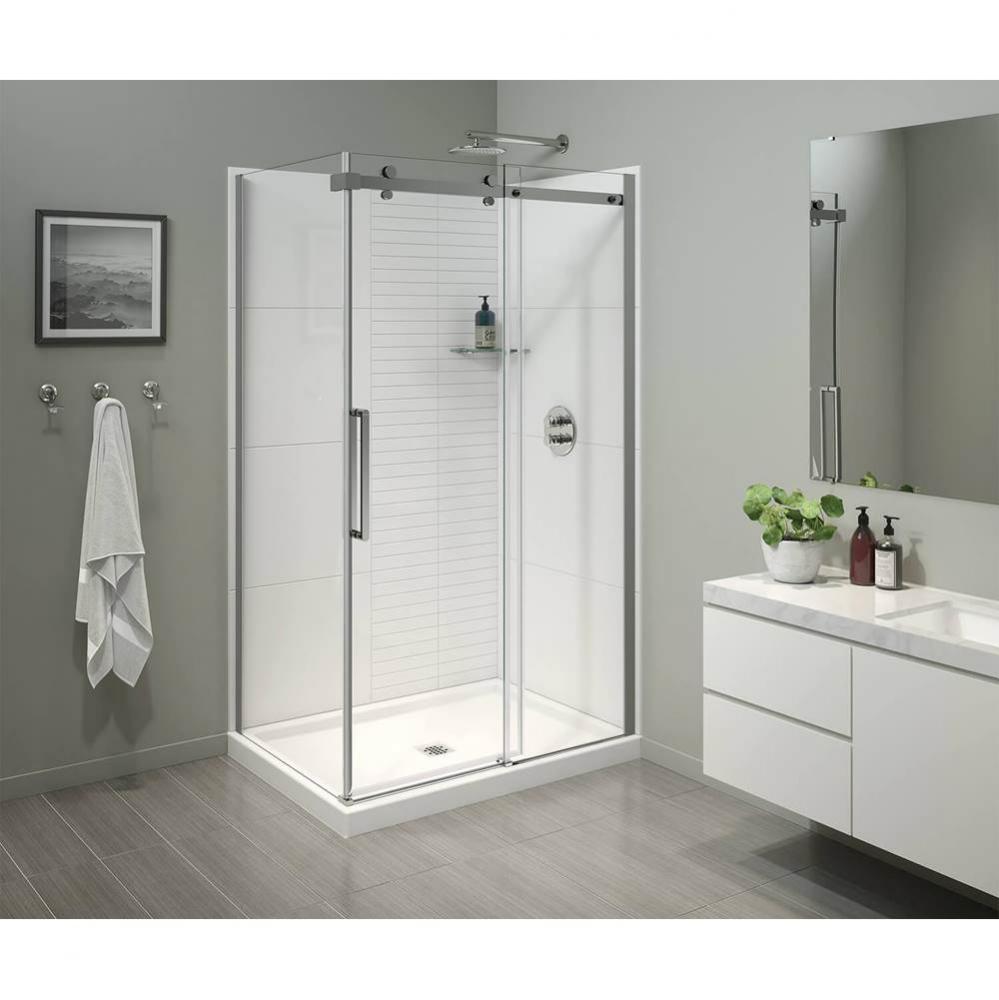 Halo Pro 48 x 32 x 78 3/4 in Sliding Shower Door for Corner Installation with Clear glass in Chrom