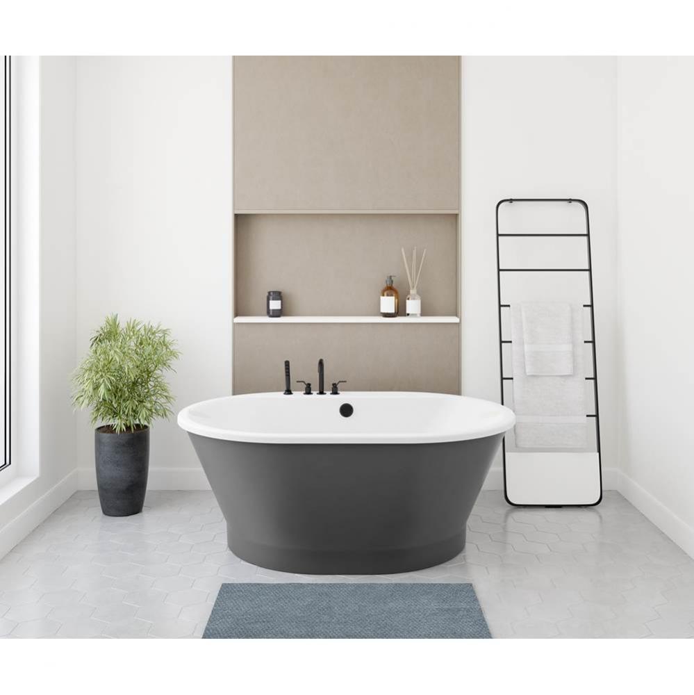 Brioso 6042 AcrylX Freestanding Center Drain Bathtub in White with Thundey Grey Skirt
