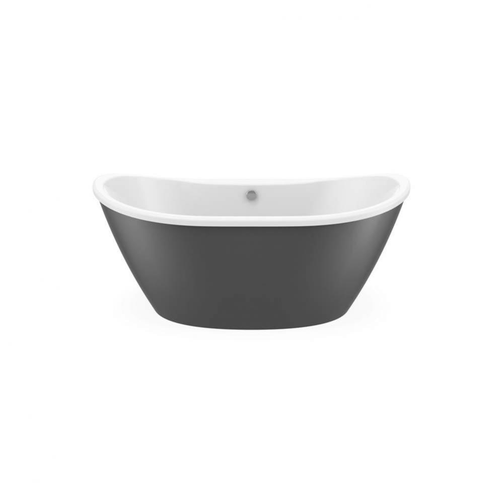 Delsia 6032 AcrylX Freestanding Center Drain Bathtub in White with Thundey Grey Skirt