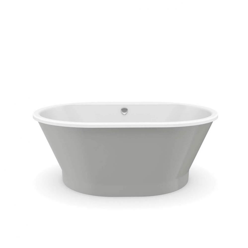 Brioso 6636 AcrylX Freestanding Center Drain Bathtub in White with Sterling Silver Skirt