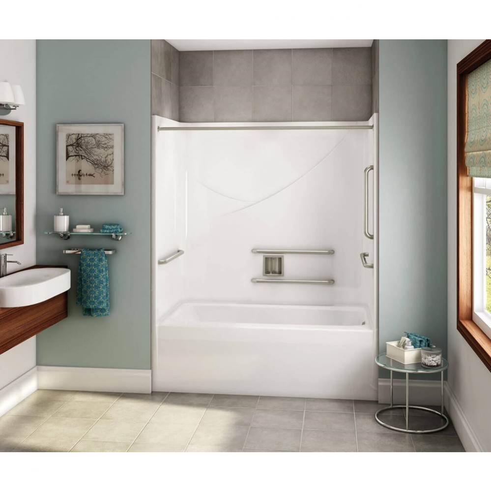 OPTS-6032 - ANSI Grab Bars AcrylX Alcove Left-Hand Drain One-Piece Tub Shower in White