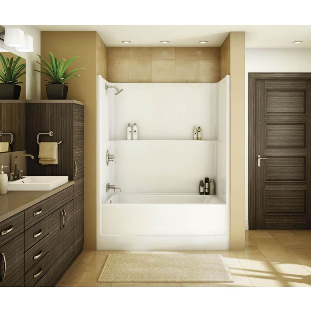 TSEA Plus 60 x 32 AcrylX Alcove Left-Hand Drain One-Piece Whirlpool Tub Shower in White