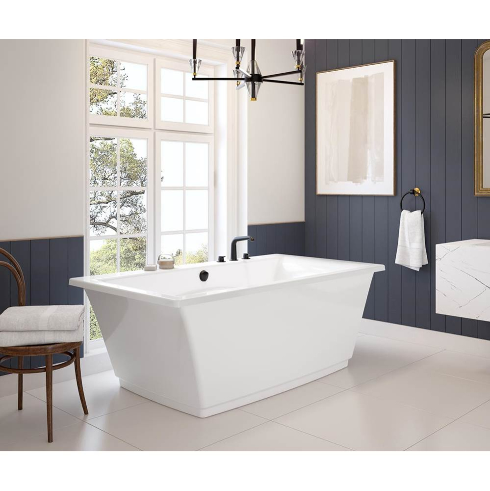 Optik 6636 F Acrylic Freestanding Center Drain Aerofeel Bathtub in White with White Skirt