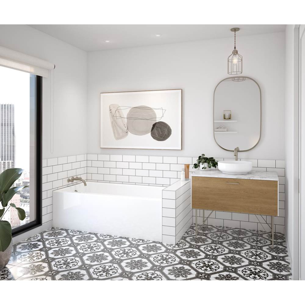 Rubix 6030 Acrylic Alcove Left-Hand Drain Bathtub in White