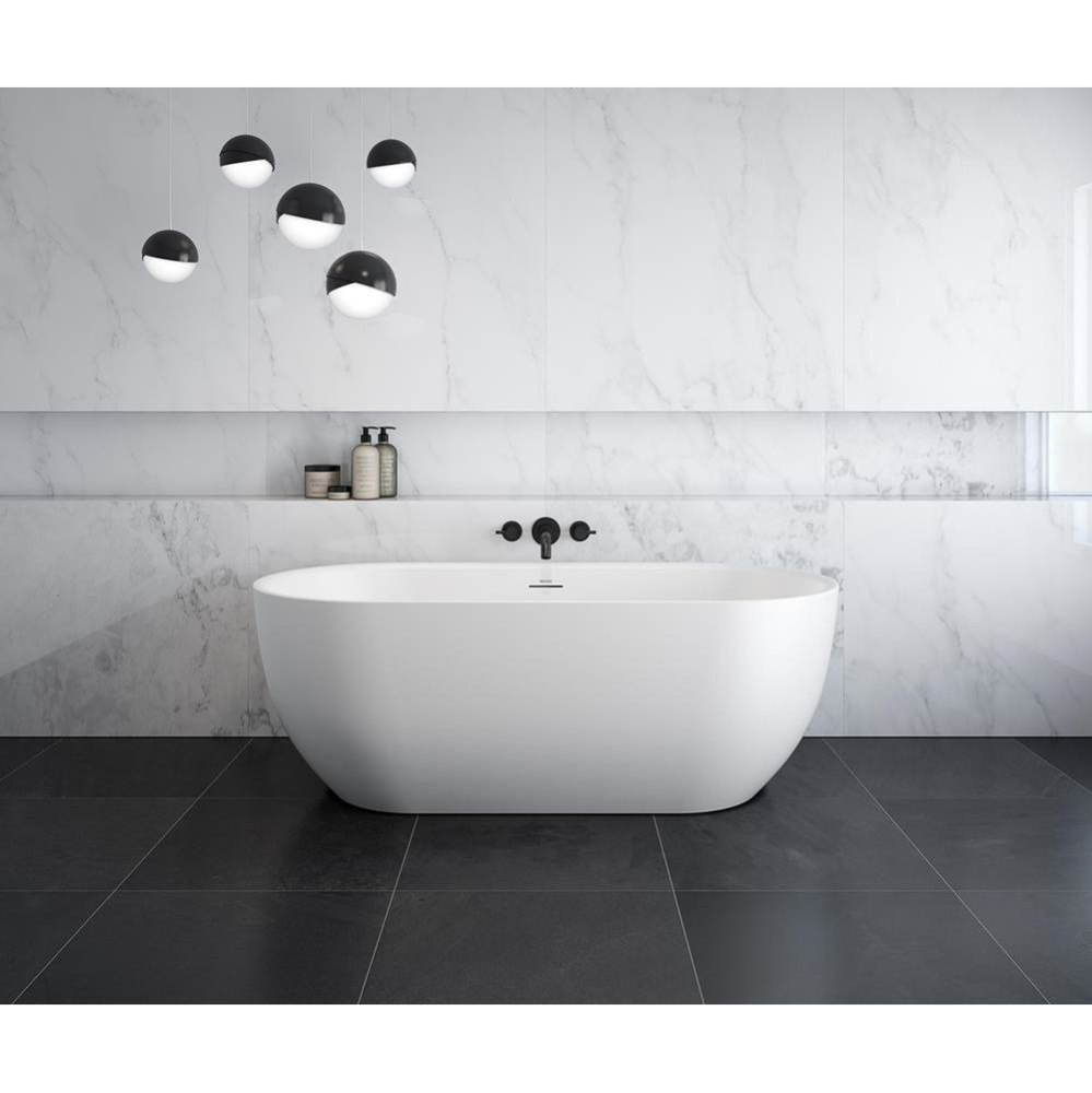 Tosca Matte 6732 Acrylic Freestanding Center Drain Bathtub in Matte White with Matte White Skirt
