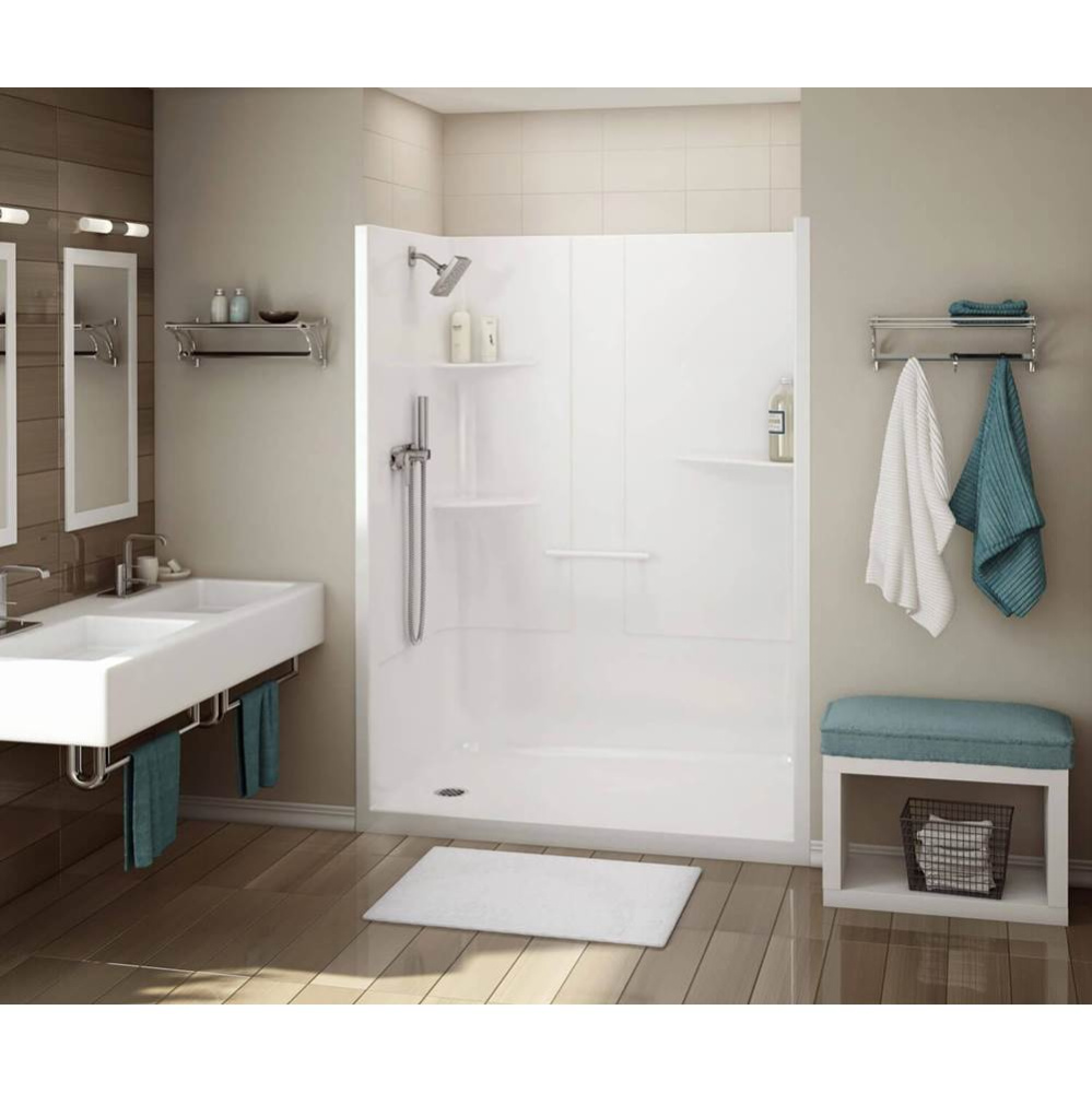 ALLIA SH-6034 Acrylic Alcove Left-Hand Drain One-Piece Shower in White