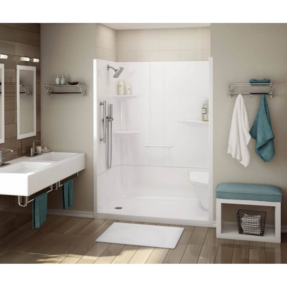 ALLIA SH-6034 Acrylic Alcove Right-Hand Drain Two-Piece Shower in White