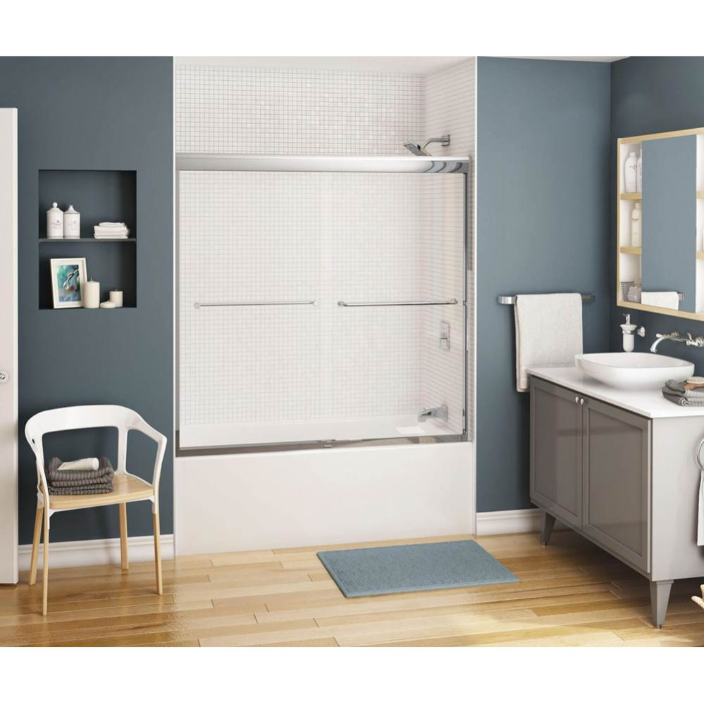 Kameleon 55-59 x 57 in. 8 mm Bypass Tub Door for Alcove Installation with Clear glass in Chrome