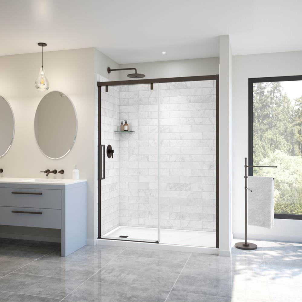 Uptown 56-59 x 76 in. 8 mm Sliding Shower Door for Alcove Installation with Clear glass in Dark Br