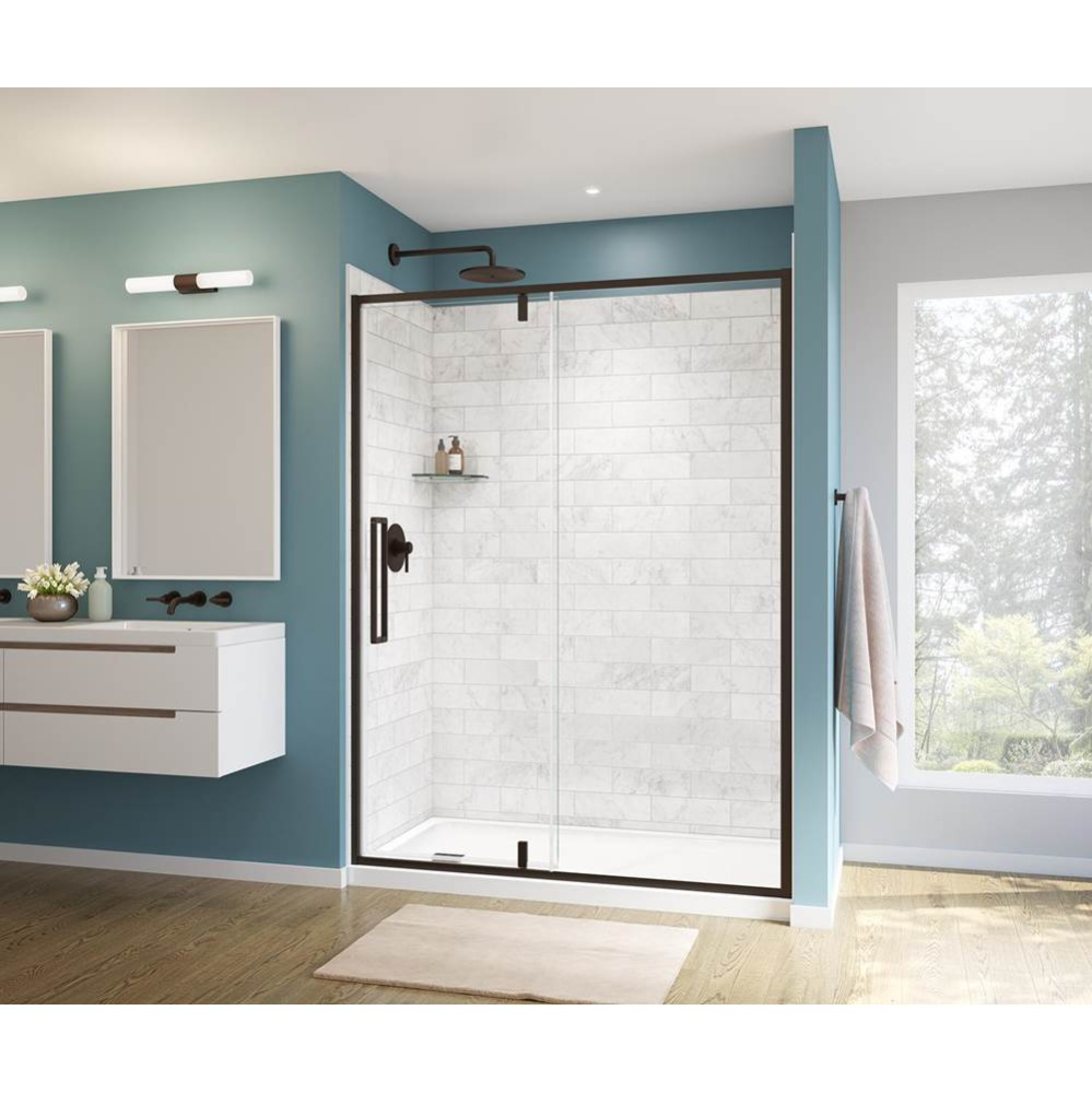 Uptown 57-59 x 76 in. 8 mm Pivot Shower Door for Alcove Installation with Clear glass in Dark Bron
