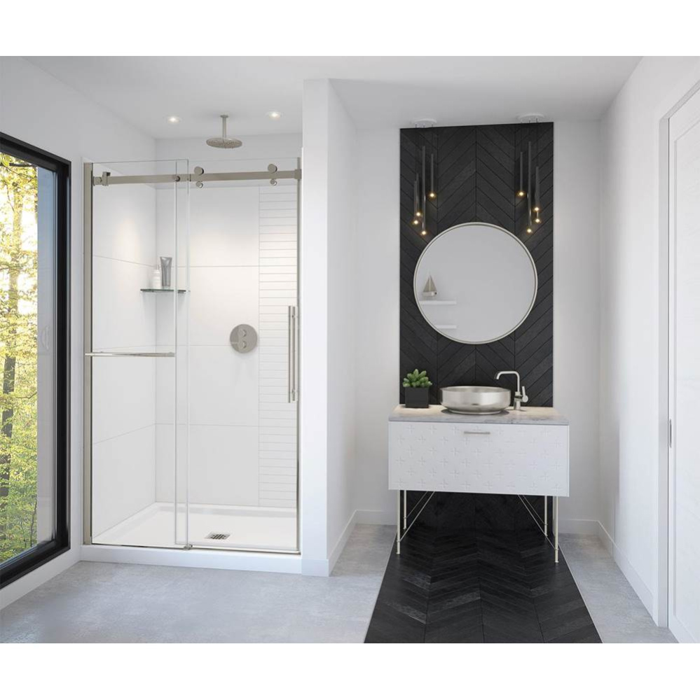 Vela 44.5-47 x 78.75 in. 8mm Sliding Shower Door with Towel Bar for Alcove Installation with Clear