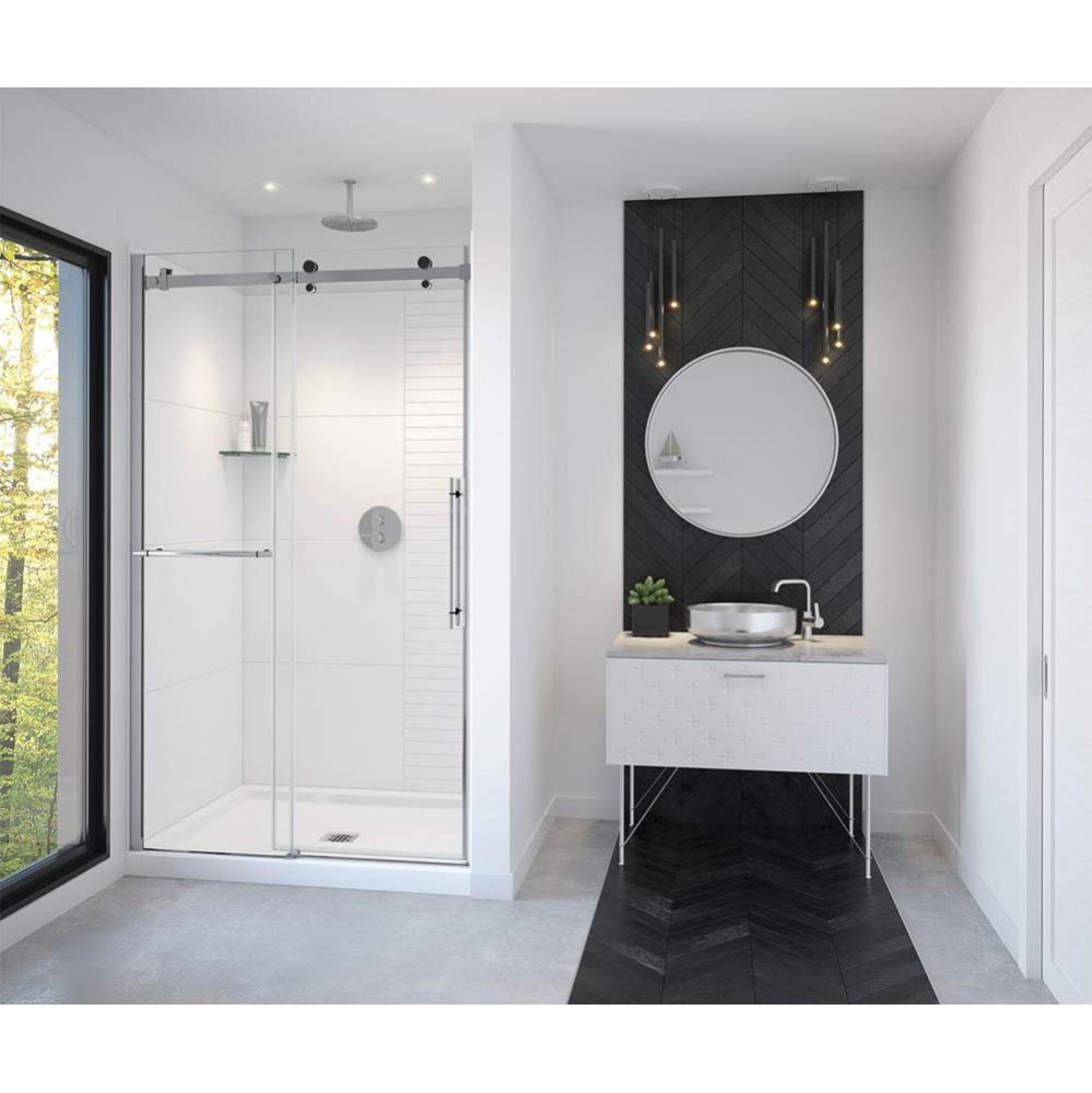 Vela 44.5-47 x 78.75 in. 8mm Sliding Shower Door with Towel Bar for Alcove Installation with Clear