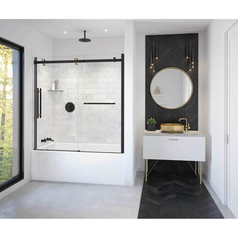 Vela 56.5-59 x 59 in. 8 mm Sliding Tub Door with Towel Bar for Alcove Installation with Clear glas
