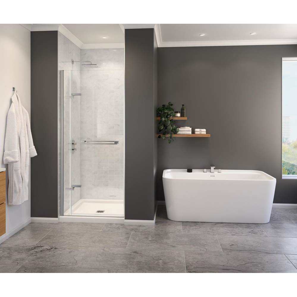 Capella 78 32.5-35.5 x 78 in. 8 mm Pivot Shower Door for Alcove Installation with GlassShield&#xae