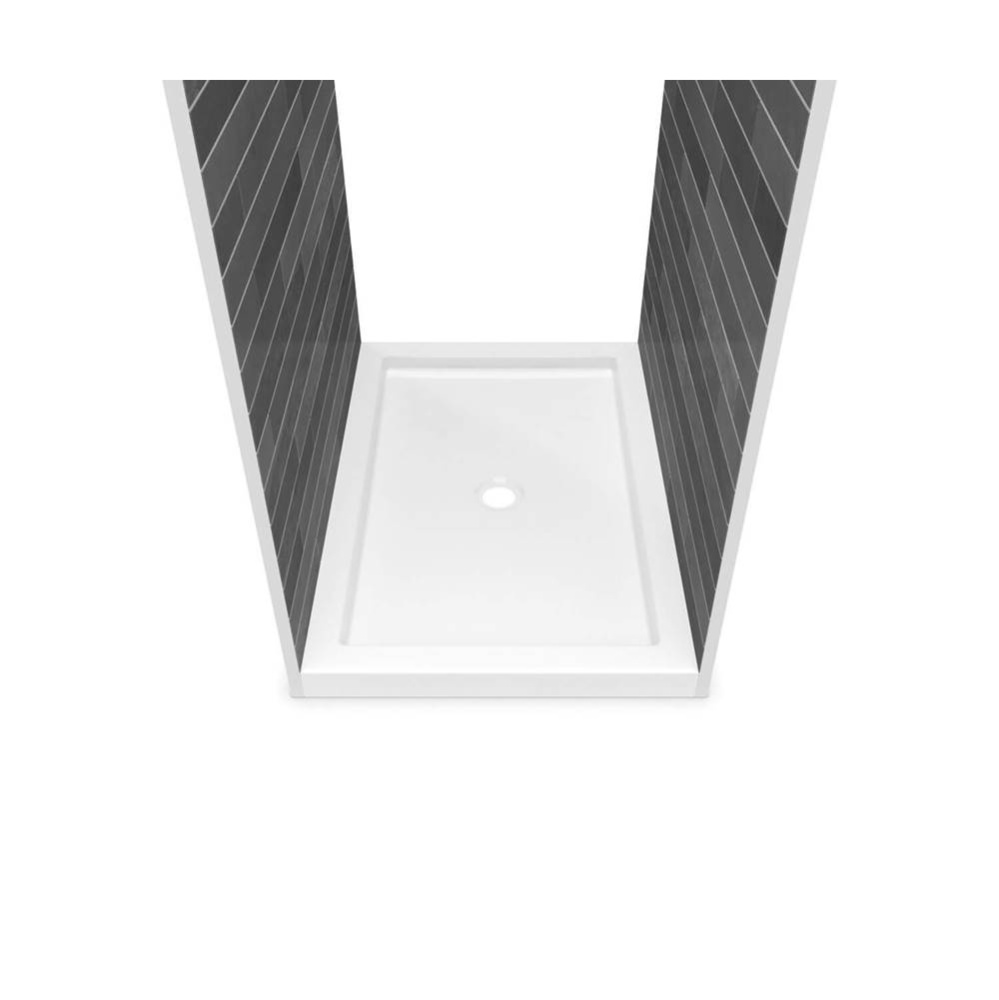 B3Round 4832 Acrylic Tunnel Shower Base in White with Center Drain