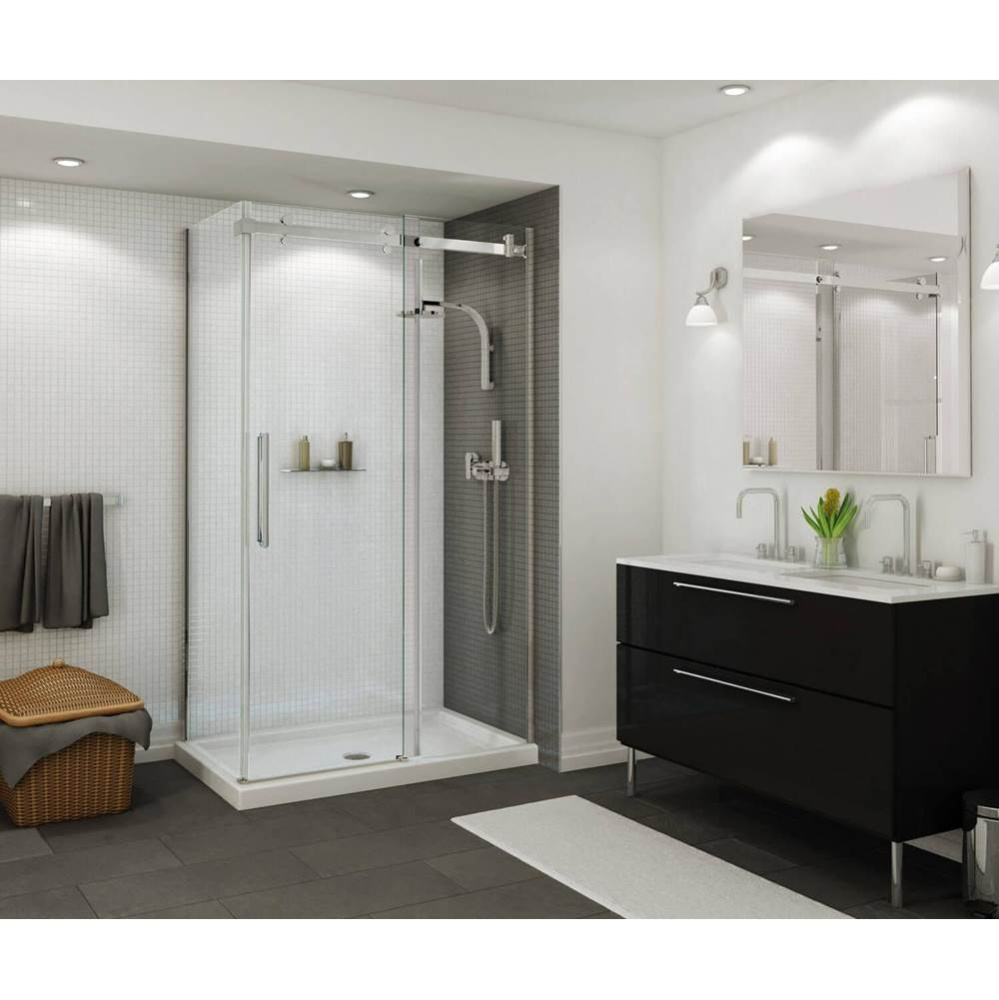 B3Round 4836 Acrylic Corner Right Shower Base in White with Anti-slip Bottom with Center Drain