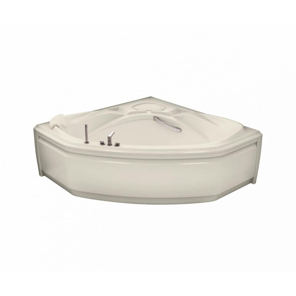 Infinity 60 in. x 60 in. Corner Bathtub with Combined Hydromax/Aerofeel System Center Drain in Bon