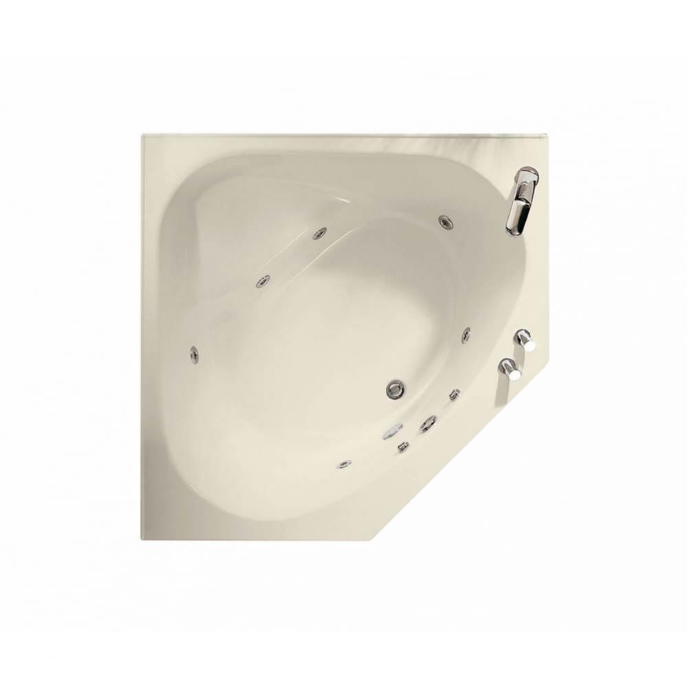 Tandem 54.125 in. x 54.125 in. Corner Bathtub with Whirlpool System With tiling flange, Center Dra