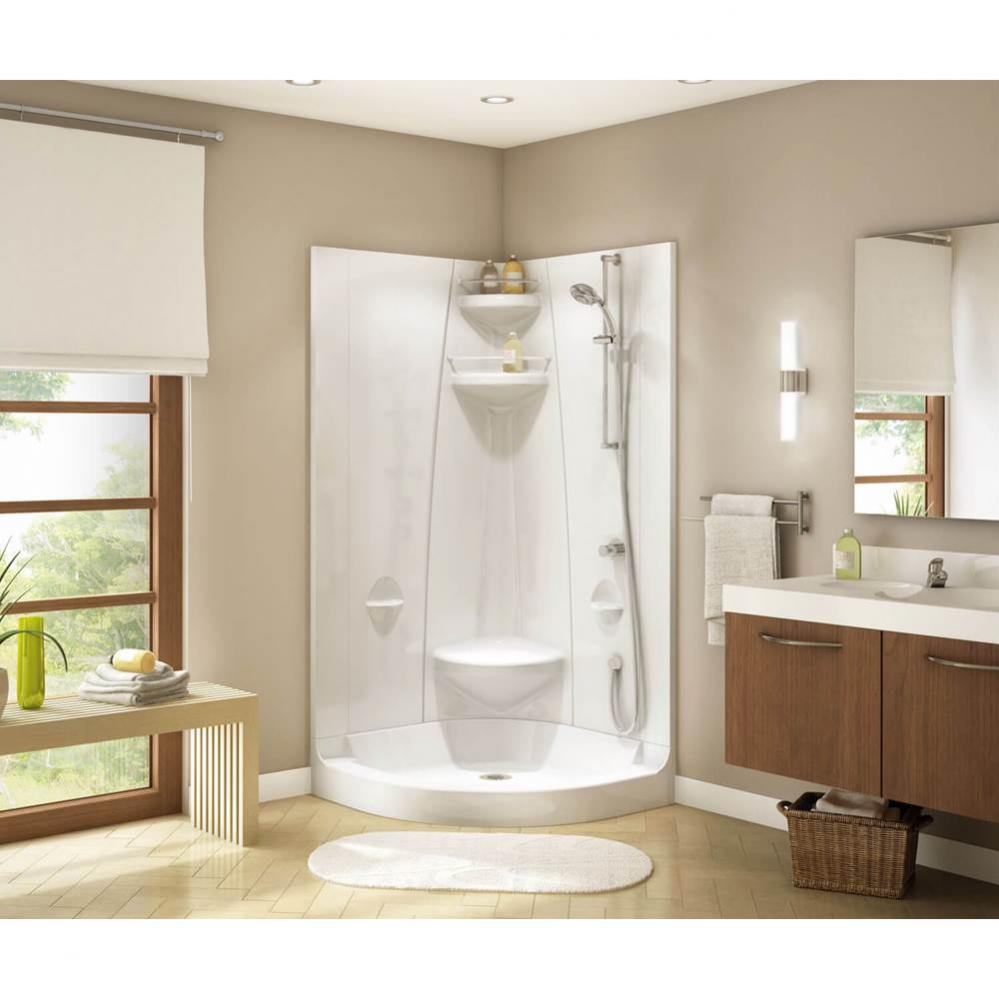 Freestyle 40 Neo-Round 39.5 in. x 39.5 in. x 77.5 in. 1-piece Shower With Center Seat in White
