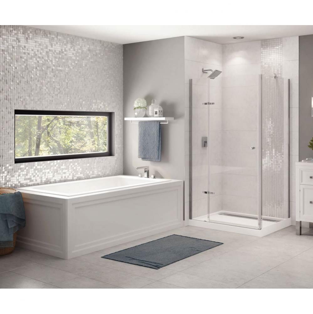 Skybox 72.25 in. x 35.75 in. Drop-in Bathtub with Aerosens System End Drain in White