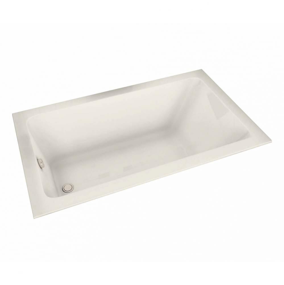 Skybox 66.25 in. x 35.75 in. Alcove Bathtub with Hydrosens System End Drain in Biscuit