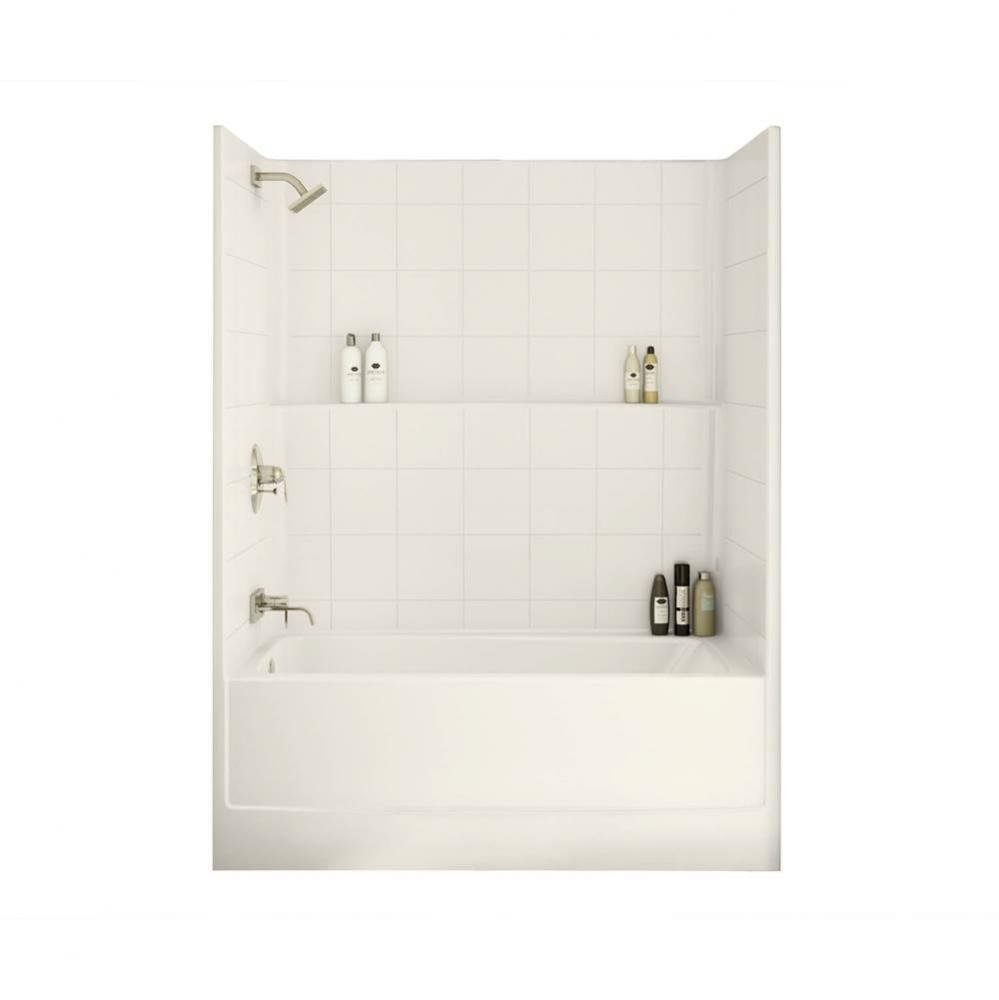 TSTEA Plus 59.75 in. x 32 in. x 78 in. 1-piece Tub Shower with Right Drain in Biscuit