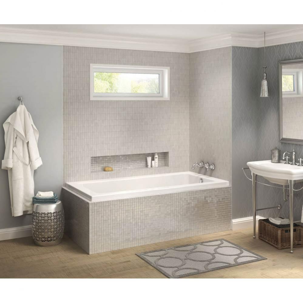 Pose IF 71.5 in. x 35.375 in. Corner Bathtub with Right Drain in White