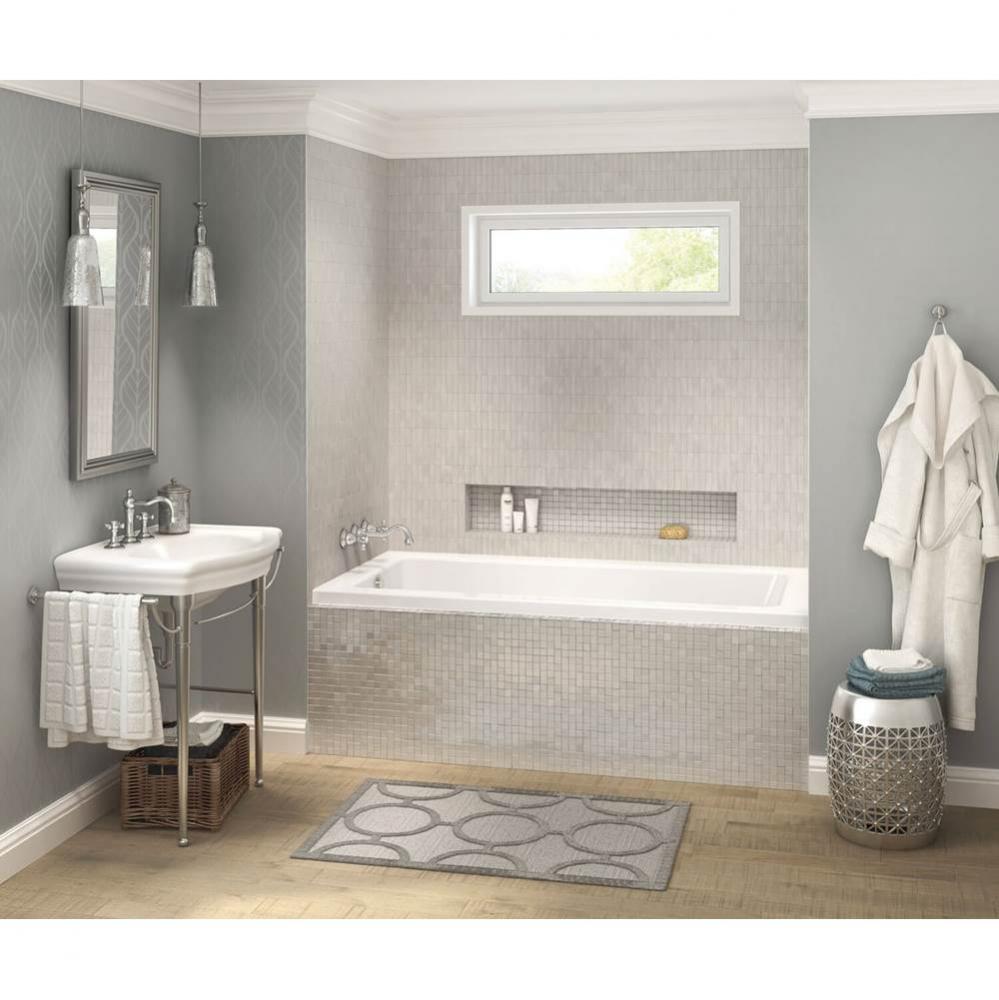 Skybox IF 66.25 in. x 35.75 in. Alcove Bathtub with Aerosens System Left Drain in White
