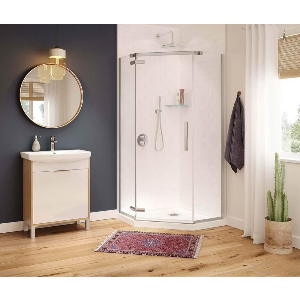 Hana Neo-angle 38 in. x 38 in. x 75 in. Pivot Corner Shower Door with Clear Glass in Chrome