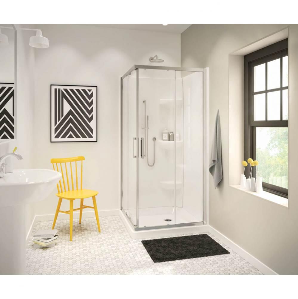 Radia Square 32 x 32 x 71 1/2 in. 6mm Sliding Shower Door for Corner Installation with Clear glass
