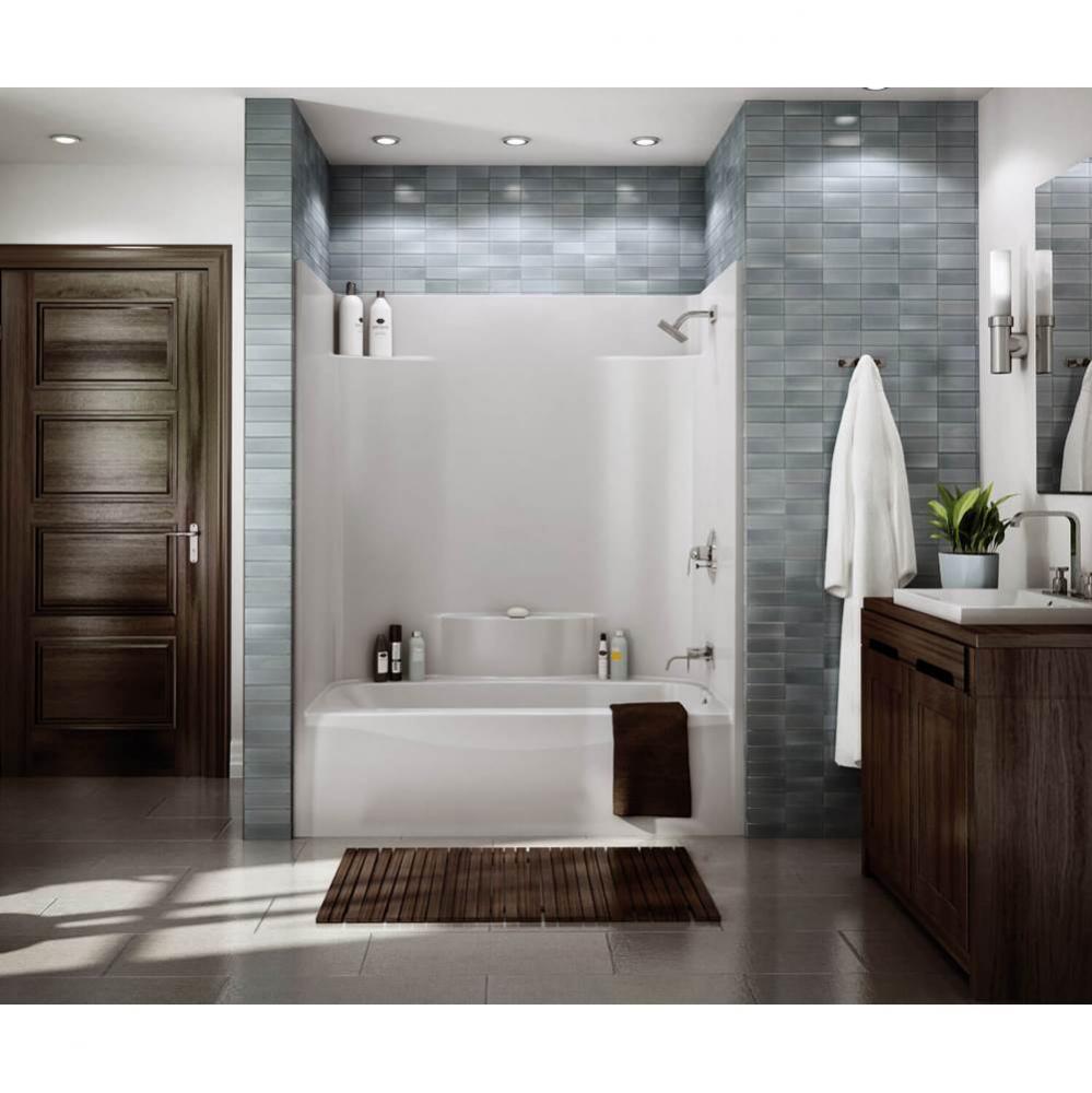 TS 60 in. x 37 in. x 77.5 in. 1-piece Tub Shower with Left Drain in White