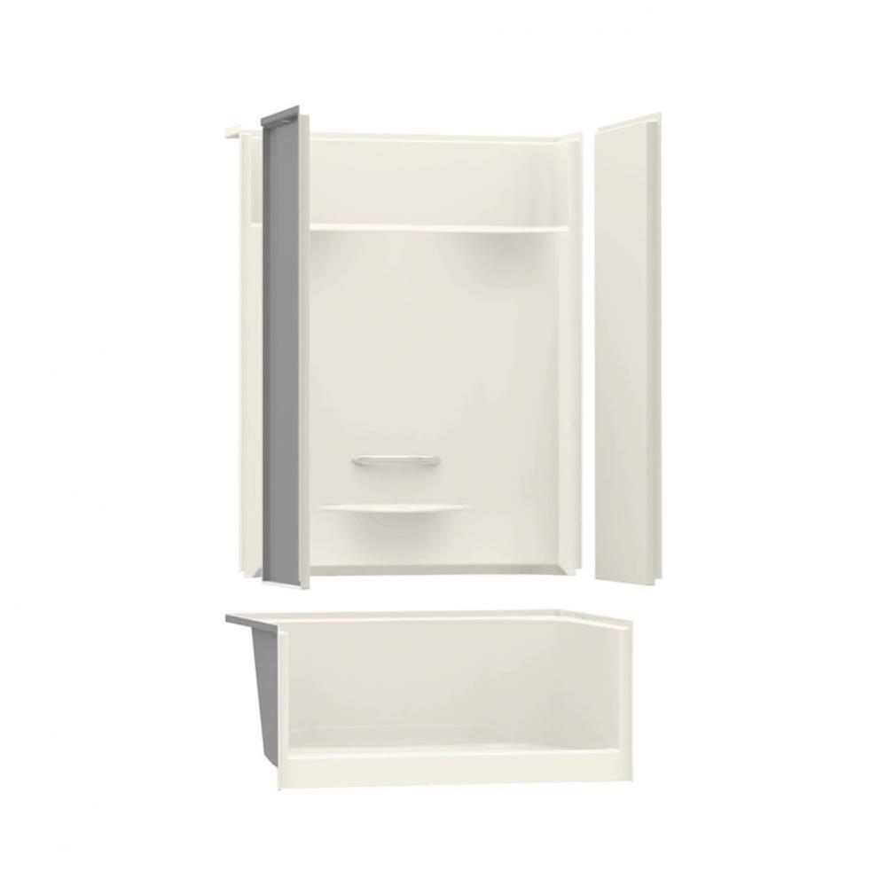 KDS AFR 47.875 in. x 33.625 in. x 82.25 in. 4-piece Shower with Left Seat, Center Drain in Biscuit