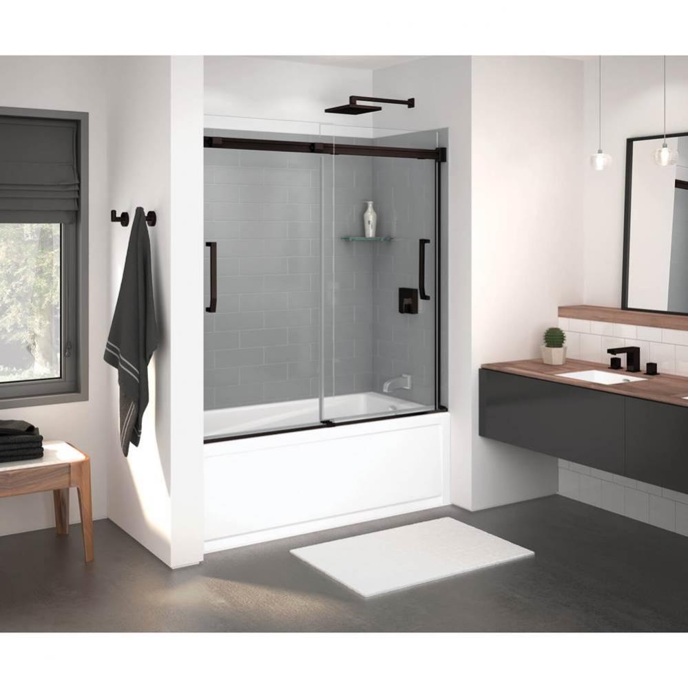 Inverto 56-59 x 55 1/2-59 in. 8mm Sliding Tub Door for Alcove Installation with Clear glass in Dar
