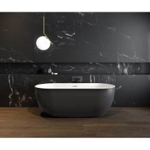 Maax 106879-000-240-100 - Tosca Matte 6732 Acrylic Freestanding Center Drain Bathtub in Matte White with Matte Black Skirt