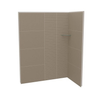 Maax 107466-306-512-000 - Utile 6036 Composite Direct-to-Stud Two-Piece Corner Shower Wall Kit in Erosion Taupe
