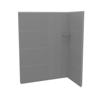 Maax 107466-306-514-000 - Utile 6036 Composite Direct-to-Stud Two-Piece Corner Shower Wall Kit in Erosion Pebble Grey