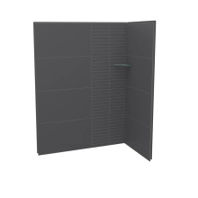 Maax 107466-306-515-000 - Utile 6036 Composite Direct-to-Stud Two-Piece Corner Shower Wall Kit in Erosion Charcoal